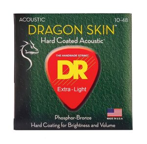 Струни для акустичної гітари DR DSA-10 Dragon Skin Acoustic Exrra Light (10-48)