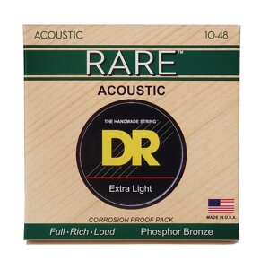 Струни для акустичних гітар DR STRINGS RARE ACOUSTIC PHOSPHOR BRONZE - EXTRA LIGHT (10-48)