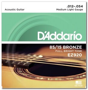 Струни для акустичної гітари D`ADDARIO EZ920 BRONZE MEDIUM LIGHT 12-54