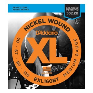 Струни для бас-гітари D`ADDARIO EXL160BT XL BALANCED TENSION BASS MEDIUM 50-120 (4-струн.)