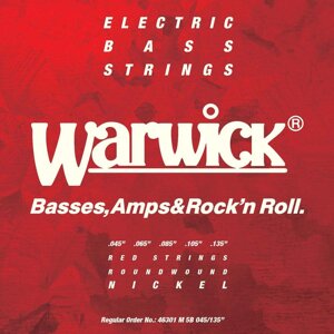 Струни 5стр. бас (45-135) Warwick 46301 M LowB Red Label Nickel Steel