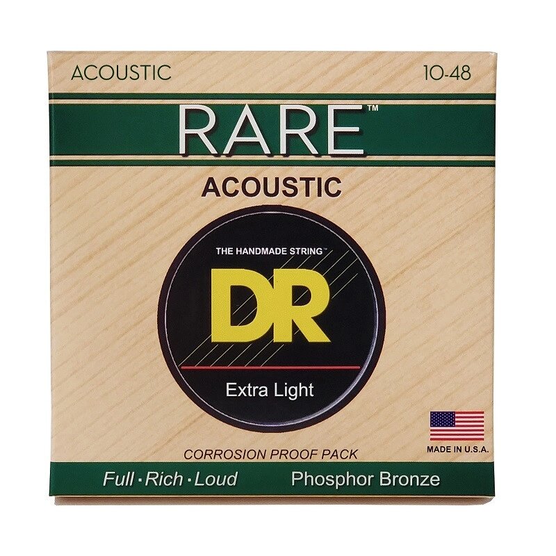 Струни для акустичних гітар DR STRINGS RARE ACOUSTIC PHOSPHOR BRONZE - EXTRA LIGHT (10-48) від компанії Pro Audio - фото 1