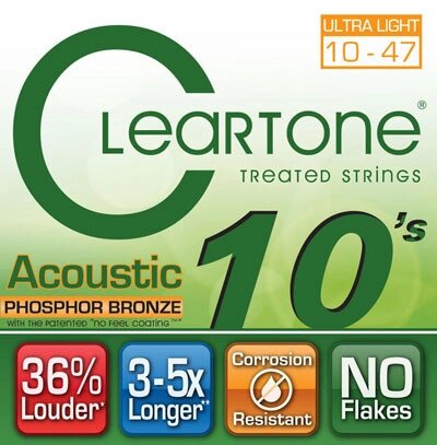 Струни для акустичної гітари CLEARTONE 7410 ACOUSTIC PHOSPHOR BRONZE ULTRA LIGHT 10-47 від компанії Pro Audio - фото 1