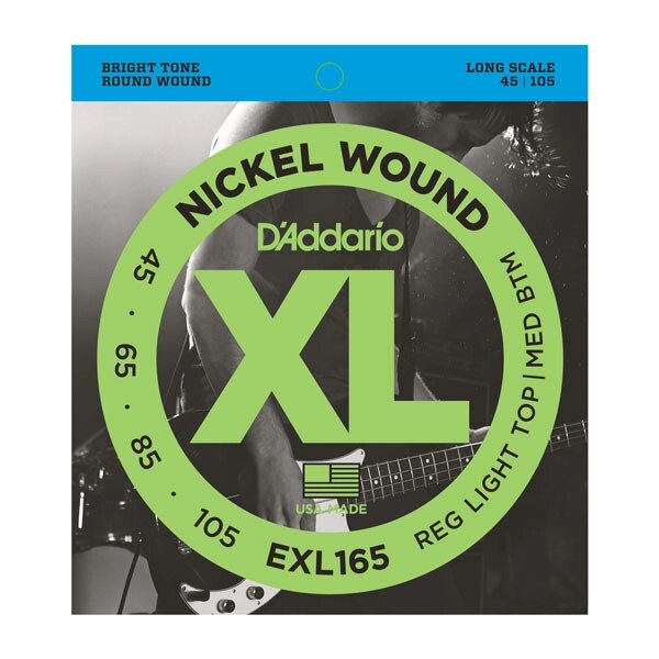 Струни для бас-гітари D`Addario EXL165 nickelsteel XL  (45-105) від компанії Pro Audio - фото 1