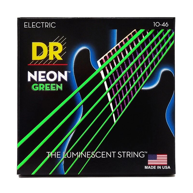 Струни для електрогітари DR NGE-10 Neon Green Electric Medium (10-46) від компанії Pro Audio - фото 1