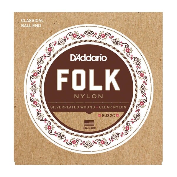 Струни для класичної гітари D`ADDARIO EJ32C FOLK NYLON Ball End Silver Wound / Clear Treble від компанії Pro Audio - фото 1