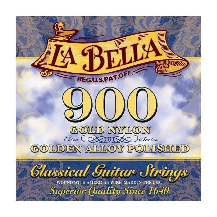 Струни для класичної гітари La Bella 900 Elite – Gold Nylon, Polished Golden Alloy від компанії Pro Audio - фото 1