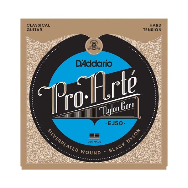 Струни класика Hard Tension D`Addario silver/black nylon Pro*ArteEJ50 від компанії Pro Audio - фото 1