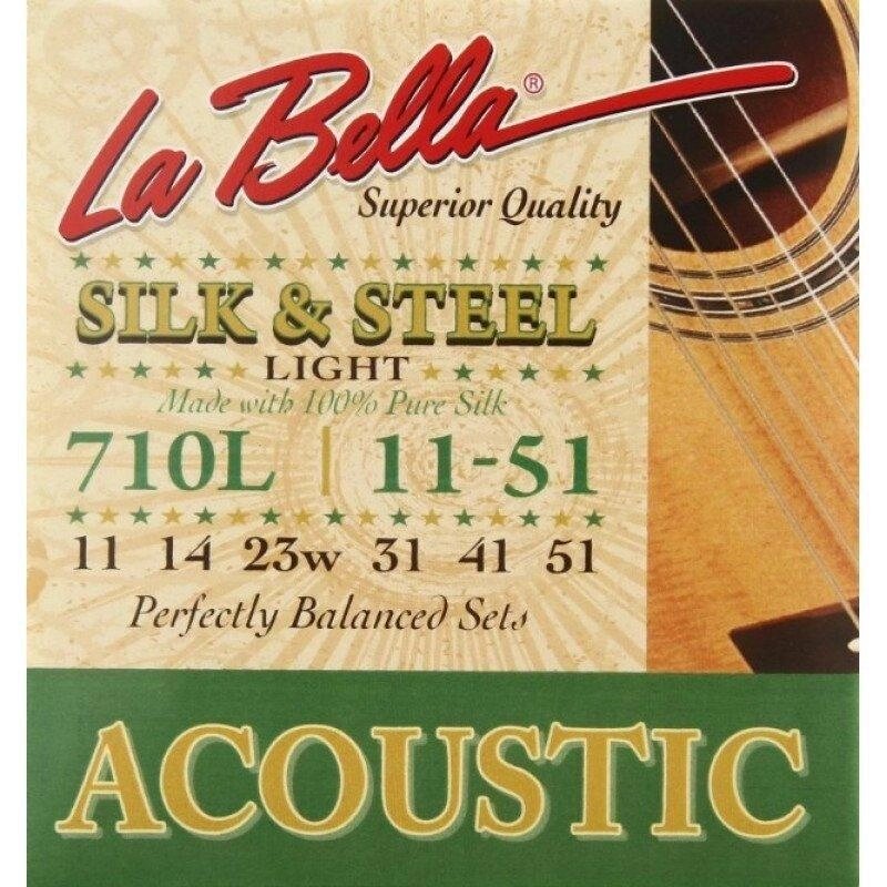 Струни La Bella 710L для акустичної гітари Silk&Steel, 11-51 від компанії Pro Audio - фото 1