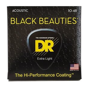 Струни для акустичної гітари DR BKA-10 Black Beauties Acoustic Exrra Light (10-48)