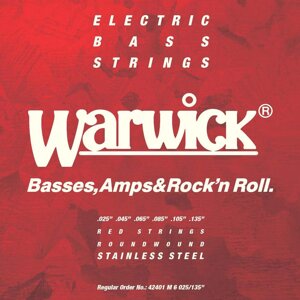 Струни для бас гітари Warwick 42401 M Red Label для 6стр. бас (25-135)
