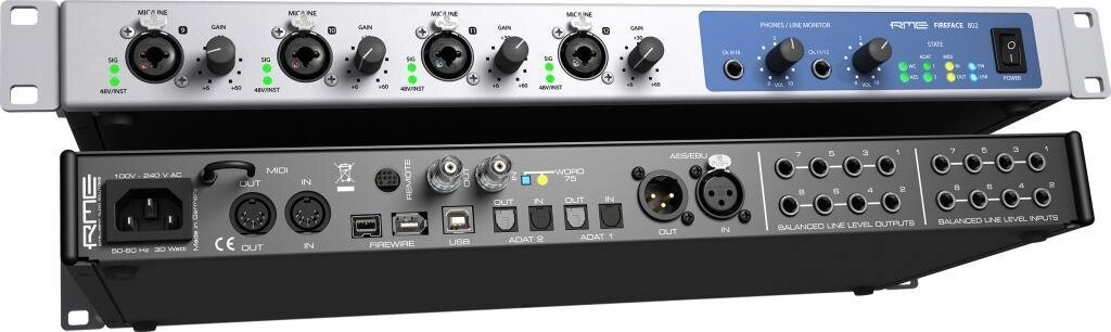 Зовнішній 1U рековий інтерфейс звукової карти RME FireFace 802 від компанії Pro Audio - фото 1