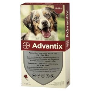 Advantix (Адвантікс) 10-25 кг - Краплі від бліх та кліщів для собак Bayer Німеччина