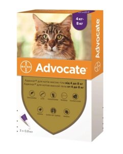 Advocate Bayer (Адвокат) краплі для кішок від 4 кг до 8 кг (3 піпетки)