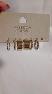 Набір сережок позолочені Freedom at Topshop