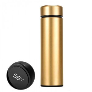 Пляшка термос із індикацією температури для води напоїв сталевий 500 мл Smart CUP Золотий