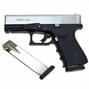 KUZEY GN-19#1 Shiny Chrome Plating/Black Grips + магазин