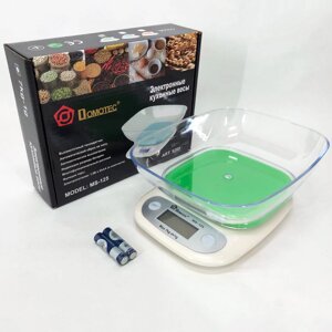 Ваги кухонні DOMOTEC MS-125 Plastic, точні кухонні ваги, ваги для зважування продуктів. Колір: зелений