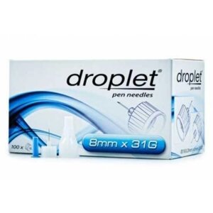 Голки для інсулінових шприц-ручок Droplet, 8 мм, 31G (0,25мм)100