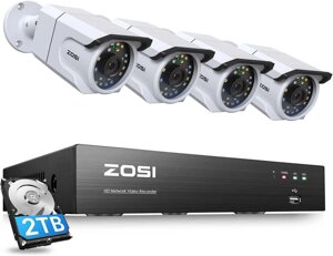 Камери 4шт відеонагляду ZOSI 4K 8мп 75м кольорова нічна зйомка 8-кан
