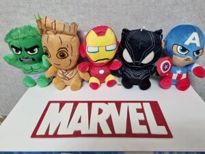 М&x27, ягкі іграшки Супергерої Марвел: Халк, Пантера, Грут, Капітан, Залізний