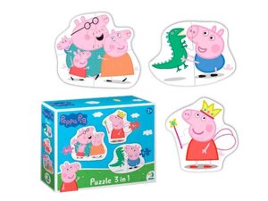 Пазл 3в1 Peppa pig Dodo 200338, пазлі свинка Пеппа, пазли Свинка Пеппа