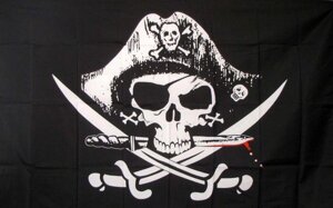 Піратський прапор піратів Веселий Роджер в капелюсі з ножем 90*60, 150*90 см
