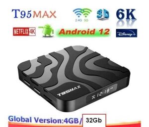 Смарт тв приставка T95 H618 6K андроїд 12, 4G/32G IPTV h96 x96 TV box