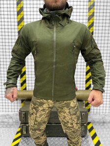 Військова тактична куртка олива софтшелл на флісі Softshell oliva