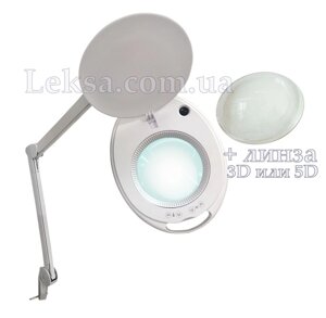 Лампа-лупа 6027K-H-8 60 SMD LED з регулюванням яскравості теплого і холодного світа 1-12W 3D + лінза 5D