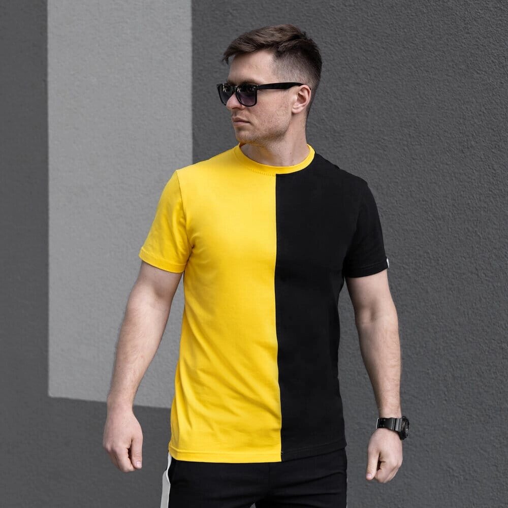 Чоловіча футболка бавовняна Pobedov Segmentation B2 жовто-чорна від компанії 4Sezona - фото 1
