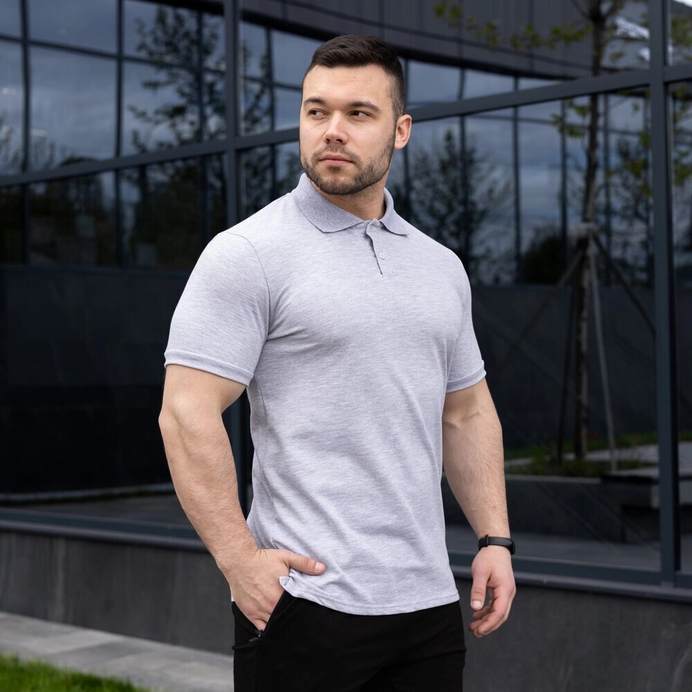 Чоловіча футболка поло світло-сіра Pobedov Loft від компанії 4Sezona - фото 1