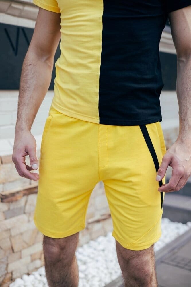 Чоловічі шорти трикотажні жовті Pobedov Zorro від компанії 4Sezona - фото 1