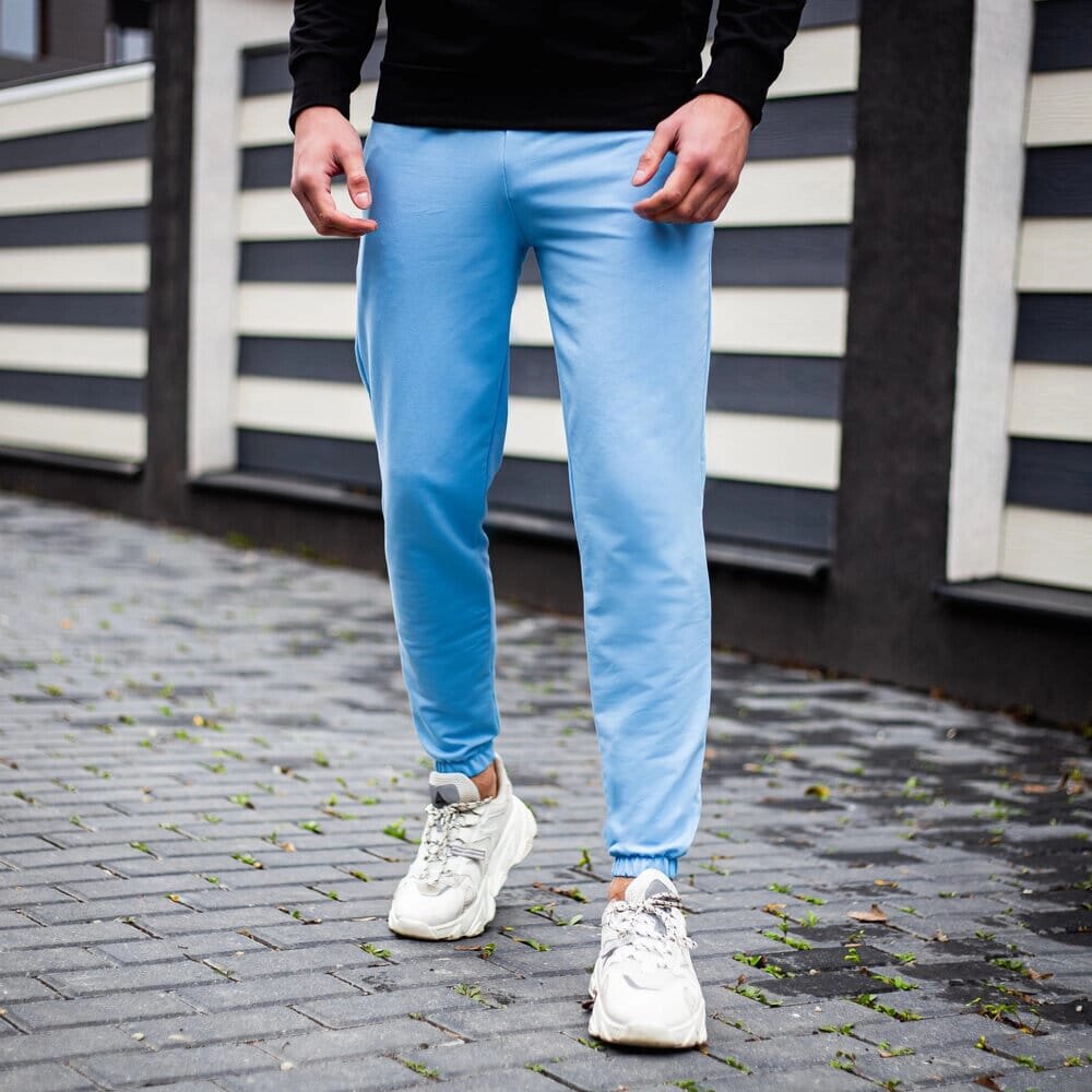 Чоловічі штани джогери з кишенями блакитні Pobedov 95 від компанії 4Sezona - фото 1