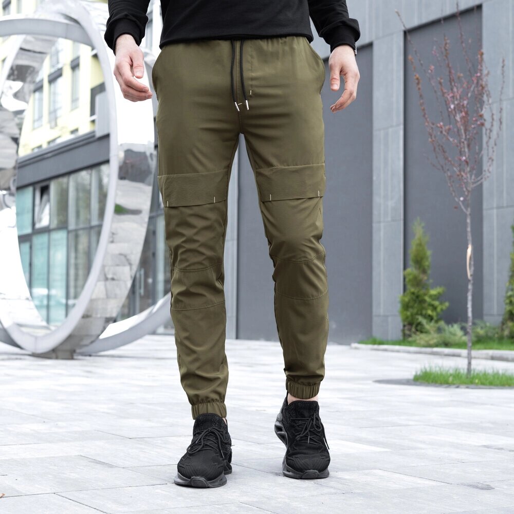 Чоловічі штани джогери з кишенями хакі Pobedov Vershyna від компанії 4Sezona - фото 1