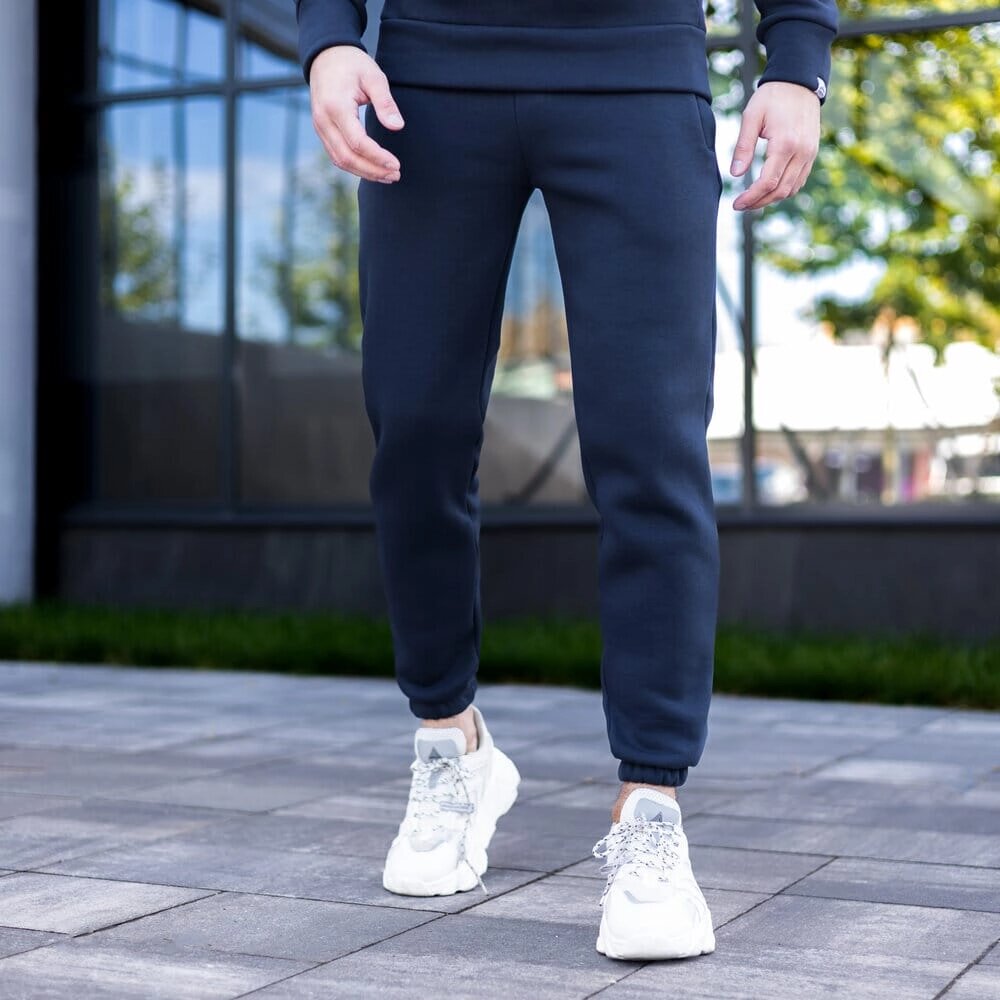 Чоловічі штани джогери з кишенями темно-сині Pobedov 007 ЗИМА від компанії 4Sezona - фото 1