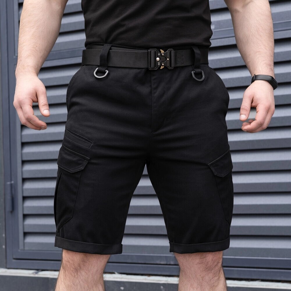 Чоловічі тактичні шорти з кишенями Pobedov Tactical B2 чорні від компанії 4Sezona - фото 1