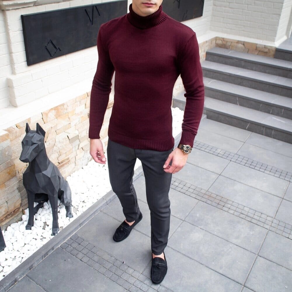 Чоловічий светр бордовий Pobedov Axelrod від компанії 4Sezona - фото 1