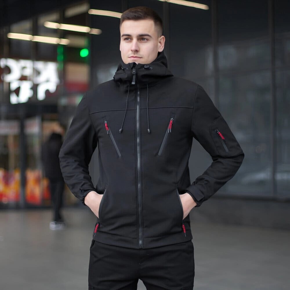 Куртка чоловіча демісезонна з капюшоном чорна Pobedov Korol' Lev від компанії 4Sezona - фото 1