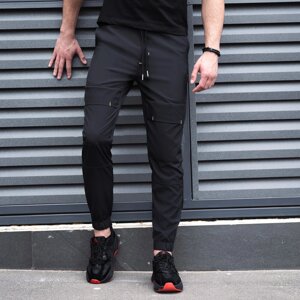 Чоловічі штани джогери з кишенями чорні Pobedov Vershyna