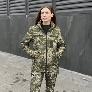 Військова демісезонна куртка піксель Pobedov Shadow Жіноча Військова з липучками