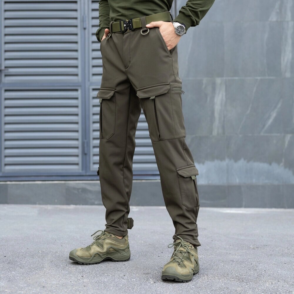 Штаны карго мужские демисезонные с карманами хаки Pobedov Hardy від компанії 4Sezona - фото 1