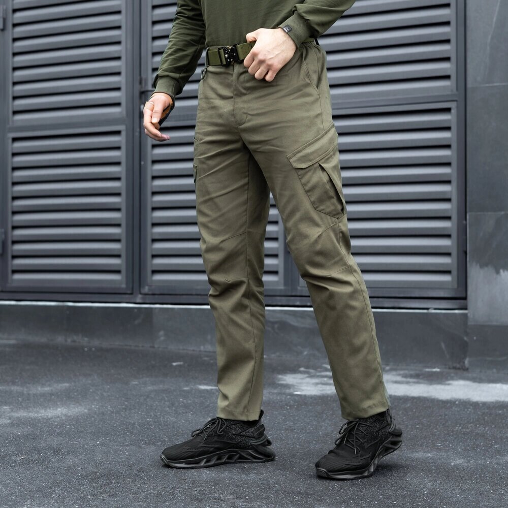 Штани карго чоловічі весняні з кишенями хакі Pobedov Tactical V2 від компанії 4Sezona - фото 1