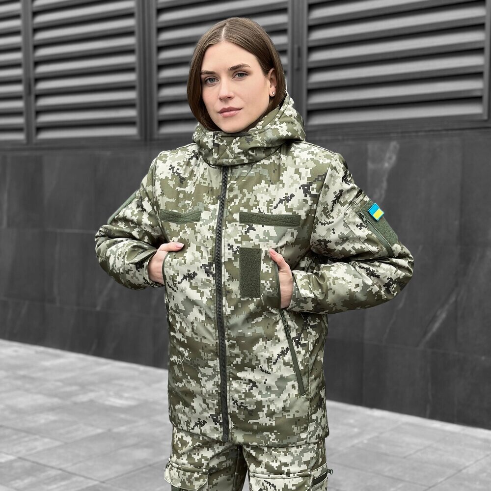 Військова зимова жіноча куртка піксель Pobedov Motive від компанії 4Sezona - фото 1