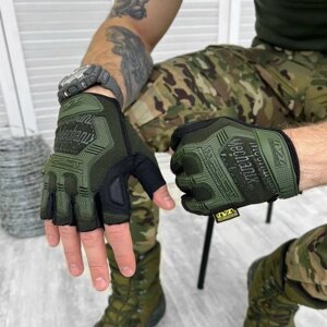 Безпалі перчатки Mechanix Logo із захисними гумовими накладками та вставками TrekDry олива