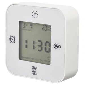 Годинник/термометр/будильник/таймер ІКЕА KLOCKIS білий (80277004)