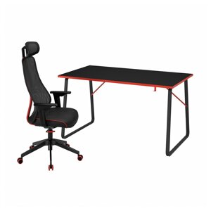 Ігровий стіл і стілець ікеа huvudspelare / matchspel чорний (s39490960)