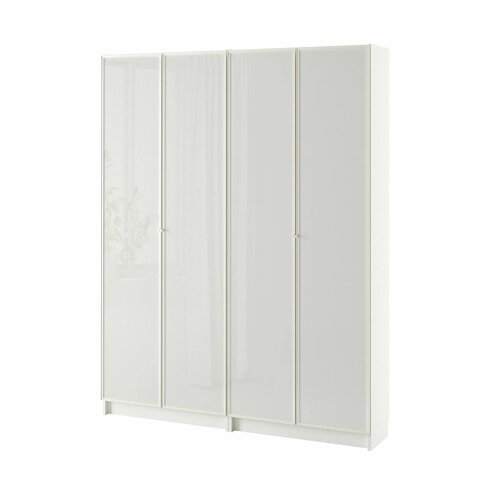 Комбінація книжкової шафи зі скляними дверцятами ІКЕА BILLY / HOGBO 160х202 см Білий (s49483662)