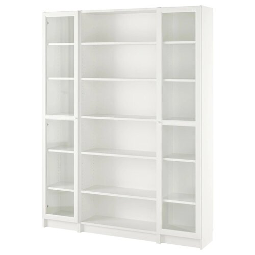Комбінація книжкової шафи зі скляними дверцятами ІКЕА BILLY / OXBERG 160х202 см білий (s19483606)