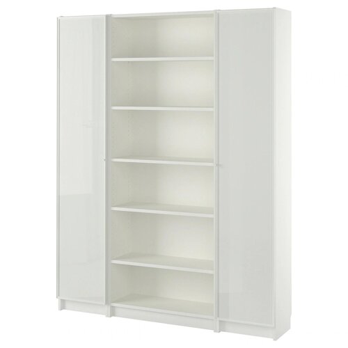 Комбінація книжкової шафи зі скляними дверцятами ІКЕА BILLY / HOGBO 160х202 см Білий (s79483665)